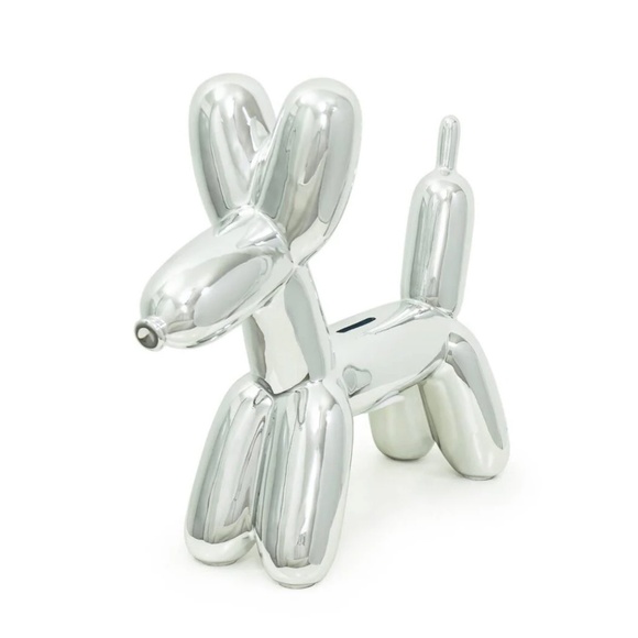 NEW Made By Humans Balloon Dog Puppy Piggy Bank Collectible - Silver - Picture 1 of 2